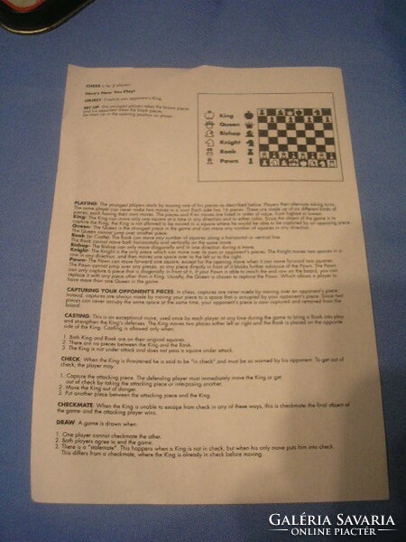 N 40 chess rarity new metal box folding hard board with unopened figures l30x30 cm