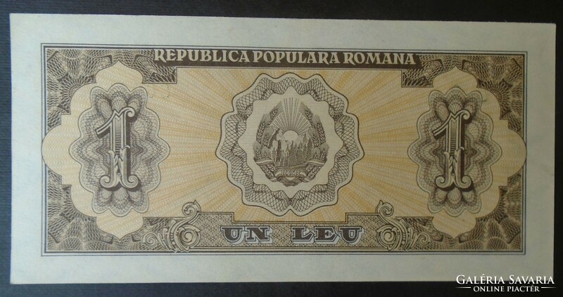 27  55  Régi bankjegy  -  ROMÁNIA 1  Lej  1952   aUNC