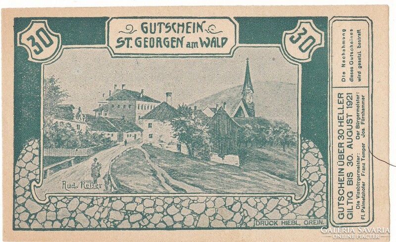 Osztrák szükségpénz  30 heller 1920