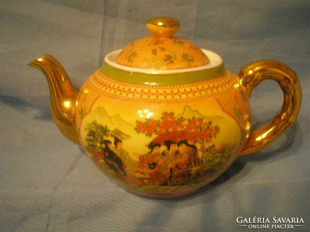 N 40 luxury antique geisha motif Chinese mark lithophan rich thick gilded tea/coffee set