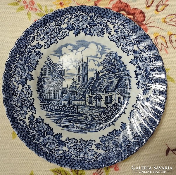 Régi kék angol tányér - Merrie Old England Ironstone