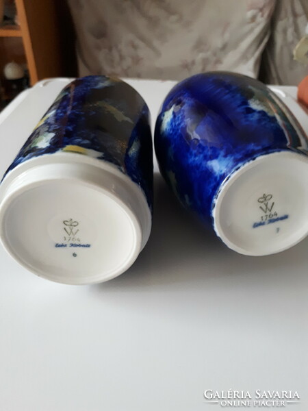 Wallendorf Echt Kobalt porcelán váza és pohár