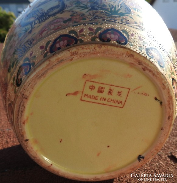Vintage kínai porcelánzománcos ültetőváza kaspó váza