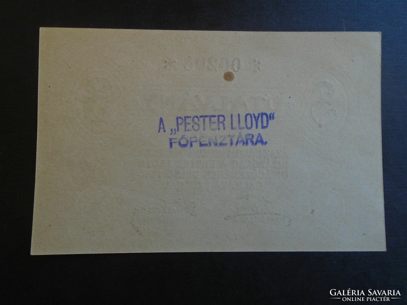 17 3 -  Régi bankjegy  - 3 korona 1919 Pester Lloyd  UNC