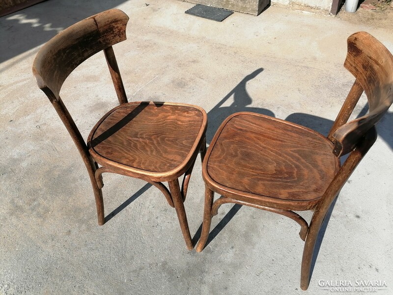 2 pcs thonet type antique chairs for sale in pairs.