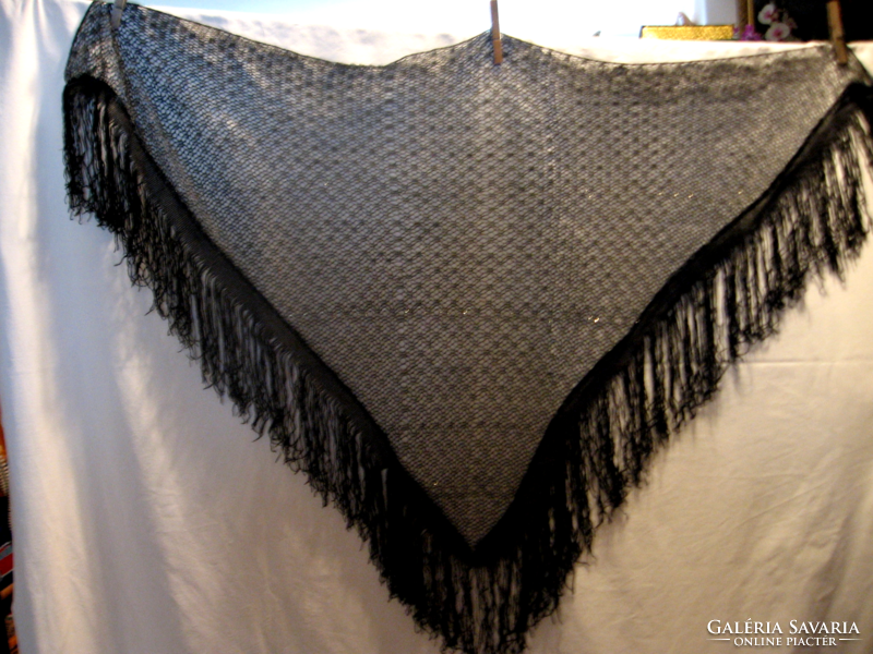 Black mesh lace glitter, fringed scarf, scarf