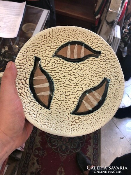Cracked ceramic bowl, bezerédy lajos, 18 cm in size.