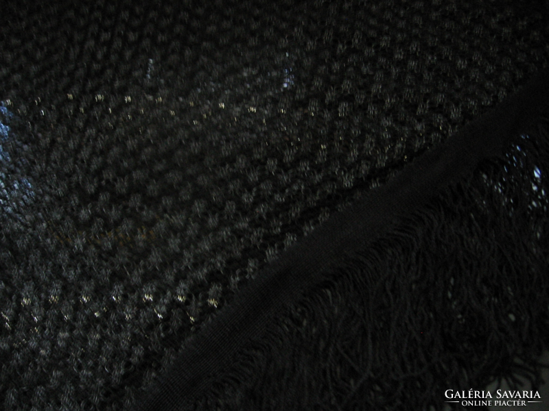 Black mesh lace glitter, fringed scarf, scarf