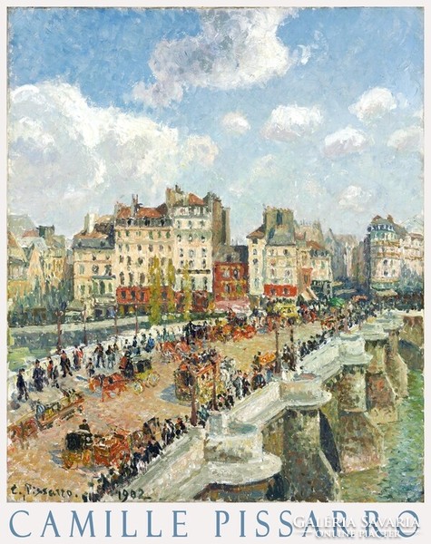 Camille pissarro pont-neuf 1902, painting art poster, paris french cityscape bridge seine
