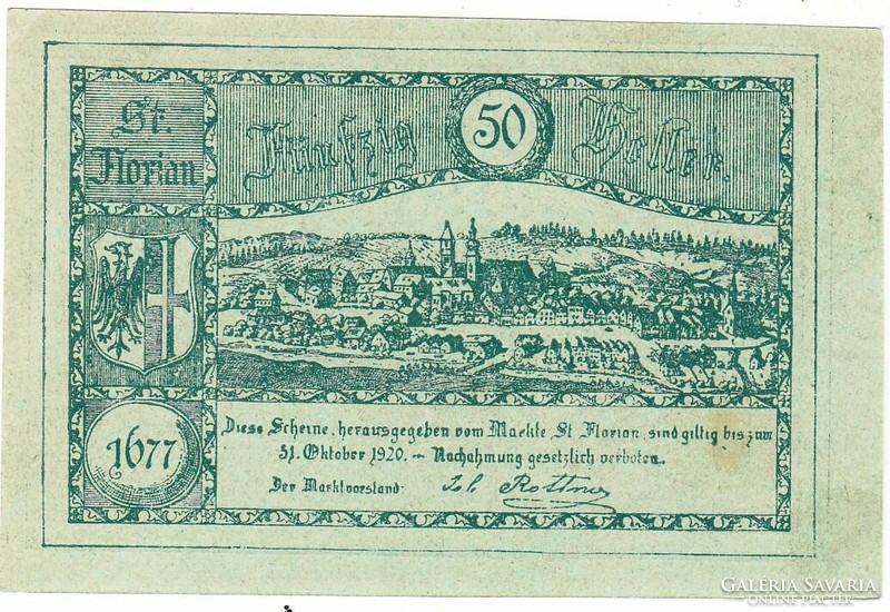 Austrian emergency money 50 heller 1920