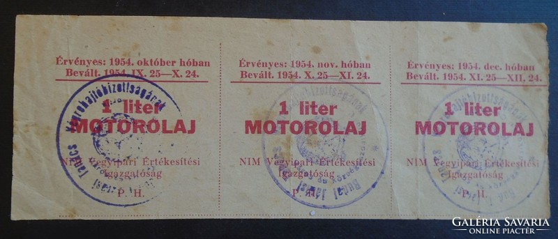 17 12 Hungary - 1 liter of engine oil - (3 pieces in one) 1954