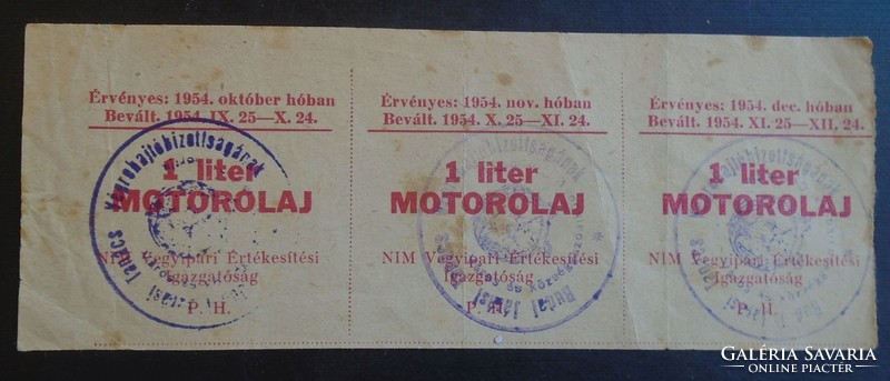 17 12   HUNGARY  -  1 Liter Motorolaj  -   (3 darab egyben)  1954