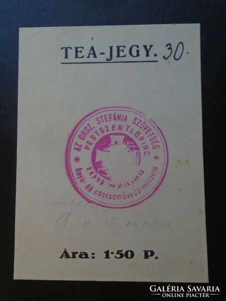 17 16 Hungary - tea ticket - pestszentlőrinc 1 pengő 50 fillers - 1930-40