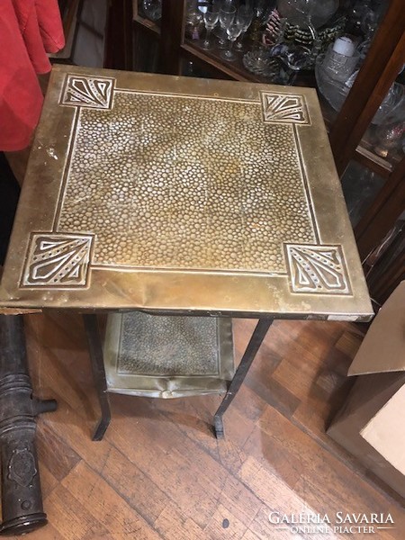 Jugendstil metal table, 100 cm high, 45 x 45 sheet size, rarity