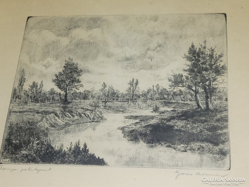 Gross Arnold (1929-2015): a very rare etching on the banks of the creek