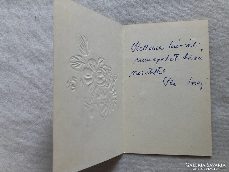 Régi dombornyomott Virágos képeslap