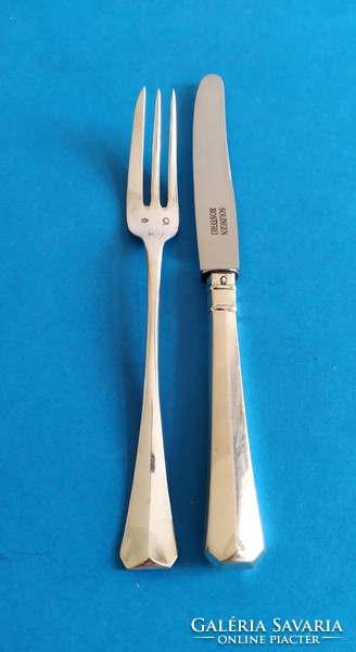 Silver dessert fork and knife for 12 people in English style