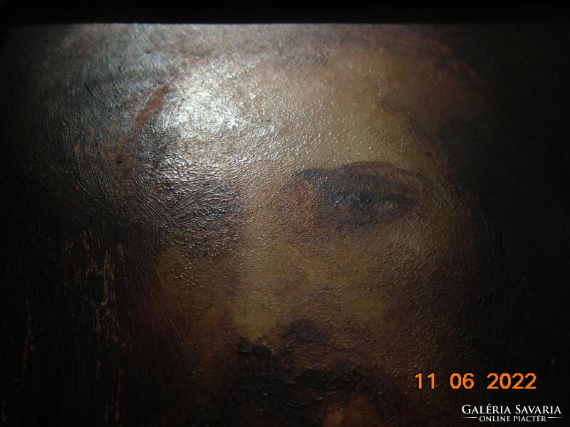 Antique sign by a Hungarian painter on a Christ oil plate