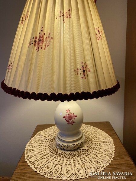 Herend purple waldstein patterned lamp with painted silk lampshade