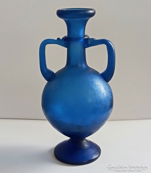 Ancient Roman glass vase copy glasgalerie cologne 1979, 23cm