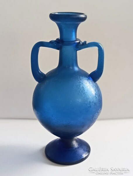 Ancient Roman glass vase copy glasgalerie cologne 1979, 23cm