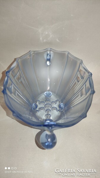 Akcióztam az árat! Art Deco Brockwitz kék színű üveg asztalközép kínáló 1930-as évek