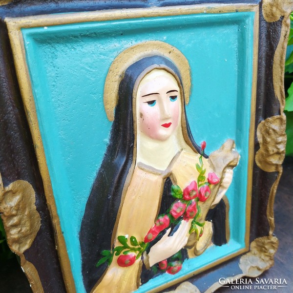 Máriát ábrázoló gipsz falikép