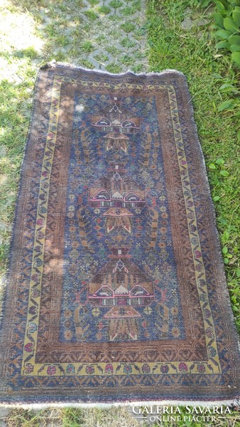 Beautiful antique Persian oriental carpet hand-knotted. Art deco motif, in Afghanistan, Afghan