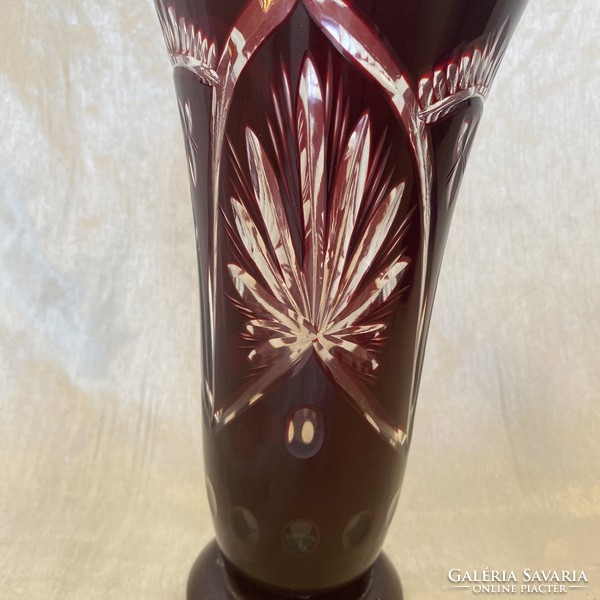 Beautiful burgundy lead crystal vase
