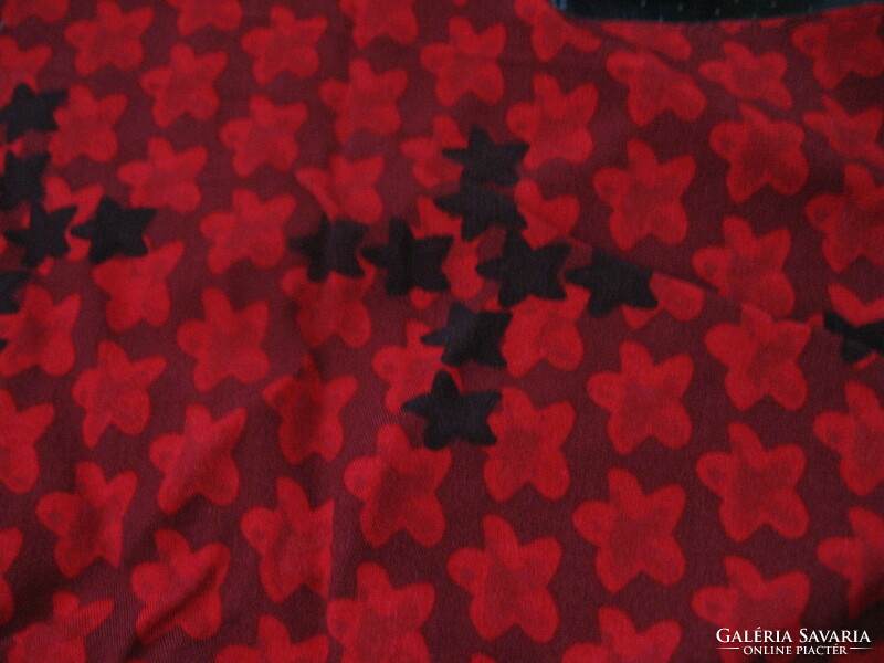 Red and black star fringed scarf, shawl