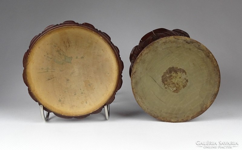 1J433 Antik fedeles faragott fa gyógyszertári kehely 19 cm