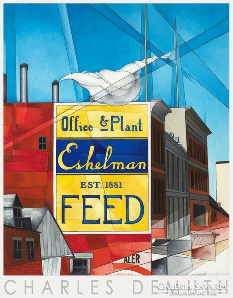Charles Demuth (1883-1935) festmény reprodukció, művészeti plakát, amerikai városkép reklám tábla