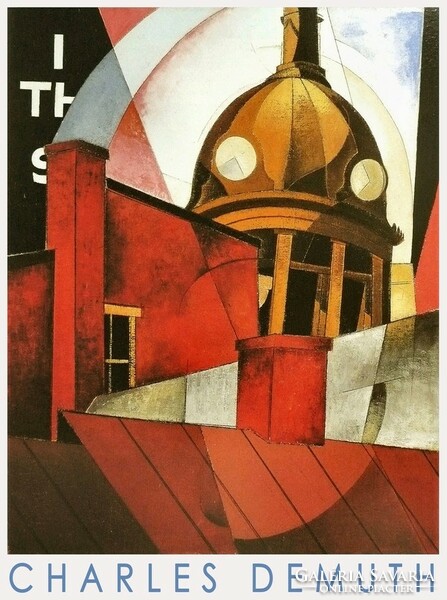 Charles Demuth (1883-1935) festmény reprodukció, építész művészeti plakát, városkép dóm kupola