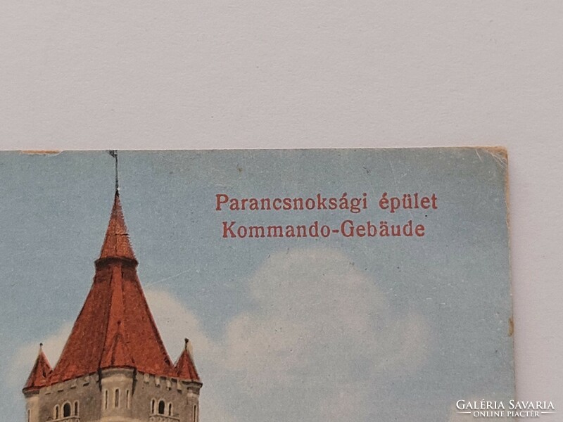 Régi képeslap 1914 Hajmáskér levezőlap Cs. és kir. Tüzérségi lövőiskola K.u.K parancsnoksági épület