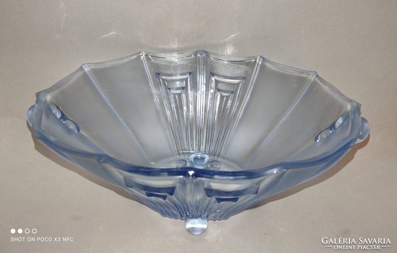 Akcióztam az árat! Art Deco Brockwitz kék színű üveg asztalközép kínáló 1930-as évek