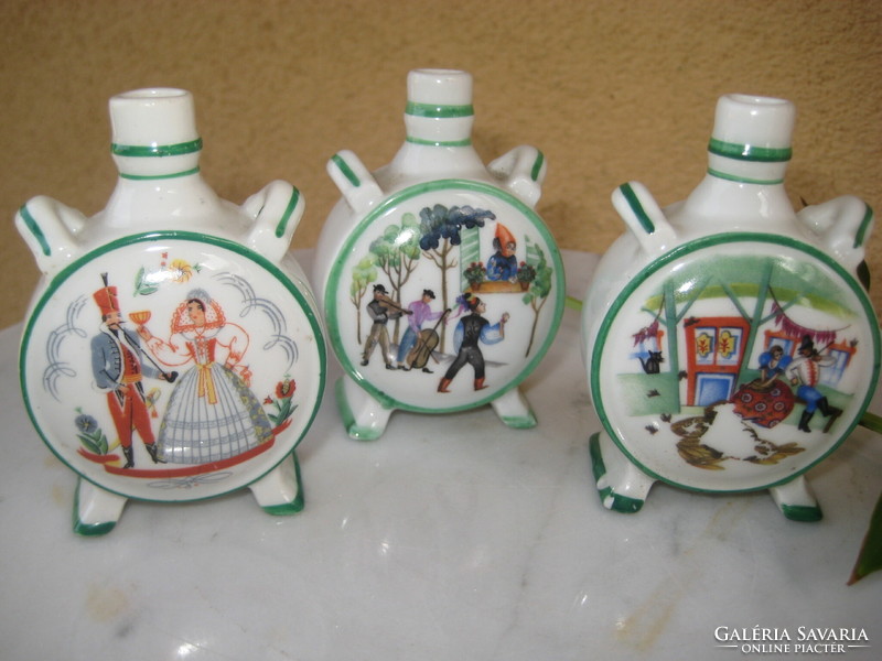Zsolnay, message box, water bottles from the 60s, 3 pieces approx. 5-7 cm