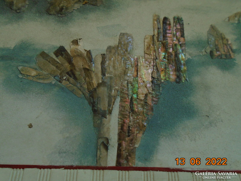 Chinese high mountain landscape in fog, inlaid with mother-of-pearl shoulder blades
