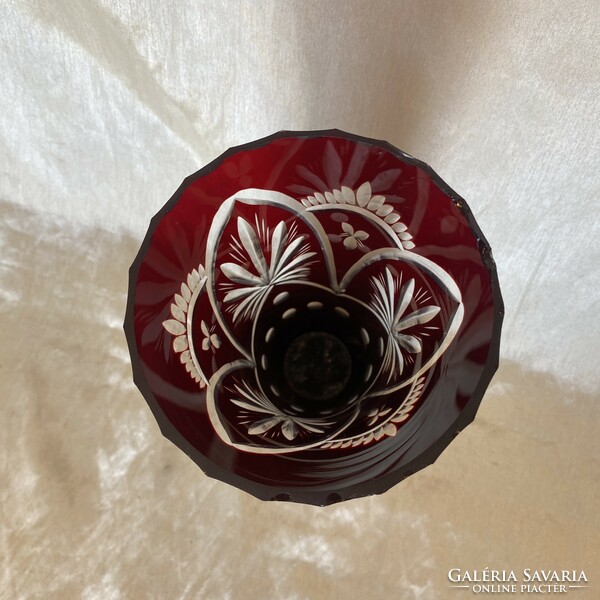 Beautiful burgundy lead crystal vase