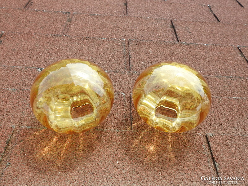 Yellow spherical thick glass lampshade - shade