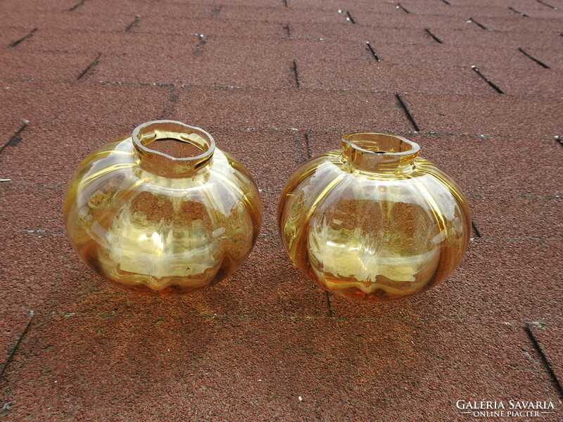 Yellow spherical thick glass lampshade - shade