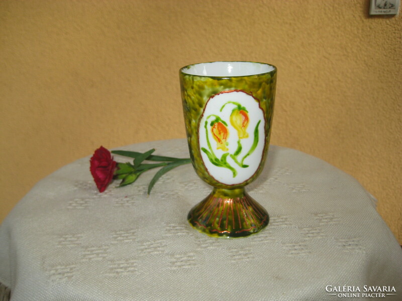 No. J . Marked, fine antique, porcelain goblet, hand painted 6 x 12.5 cm