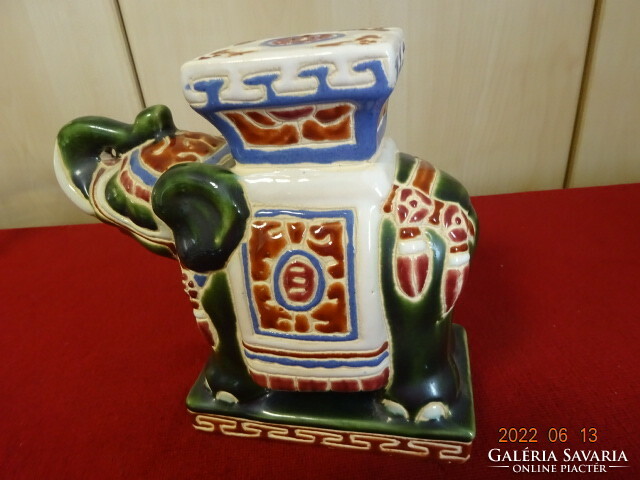 Vietnamese glazed ceramic elephant flowerpot, two pieces. He has! Jókai.