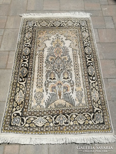 Kashmir hand-knotted silk rug in good condition. Negotiable!