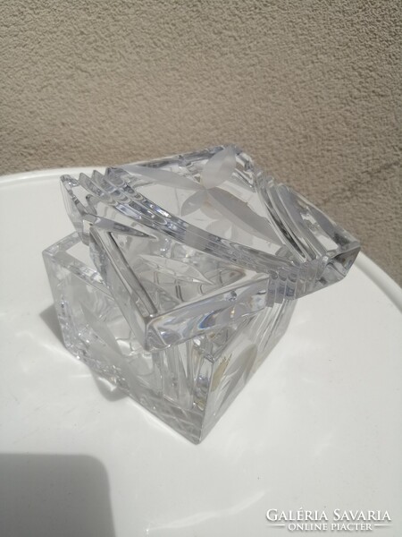 Bohemian Czech cube-shaped offering bonbonier in nice condition. Negotiable!