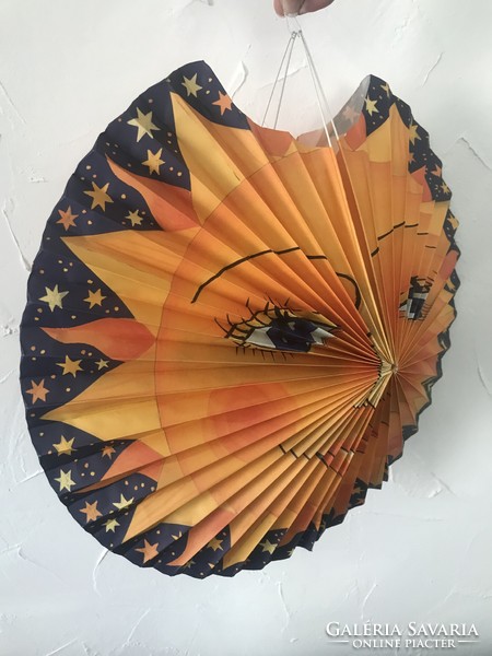 Vintage paper lanterns with carnival lantern sun pattern