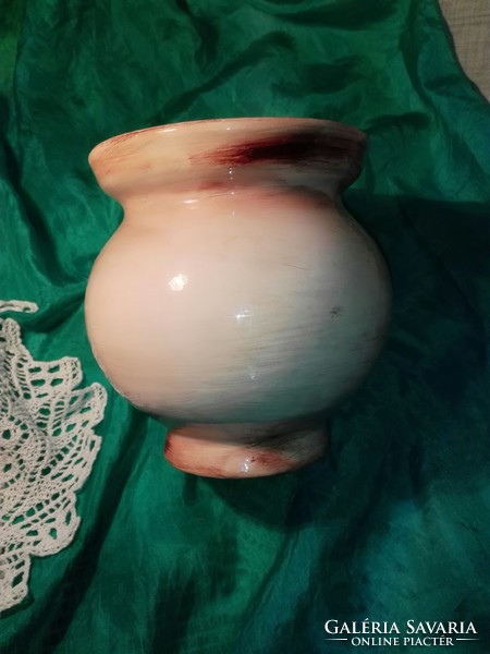 Hand-painted ceramic jug, bastard .... with Saxon j signature 12x12cm ..