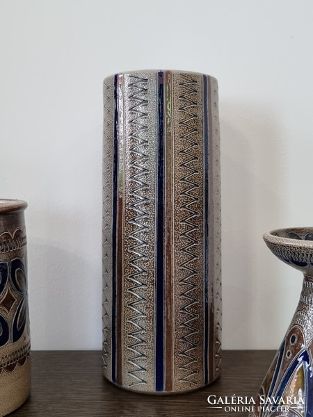 4 pieces of vintage German salt-glazed ceramics - unique studio works