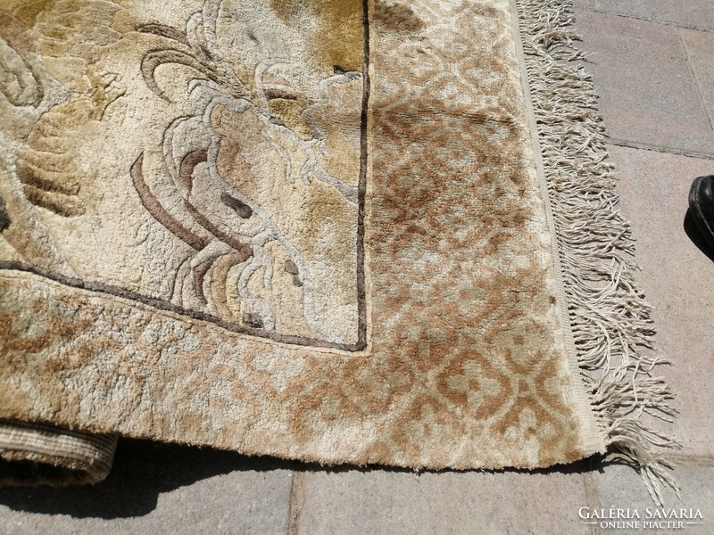 Hand-knotted Chinese figural bird silk rug. Negotiable!