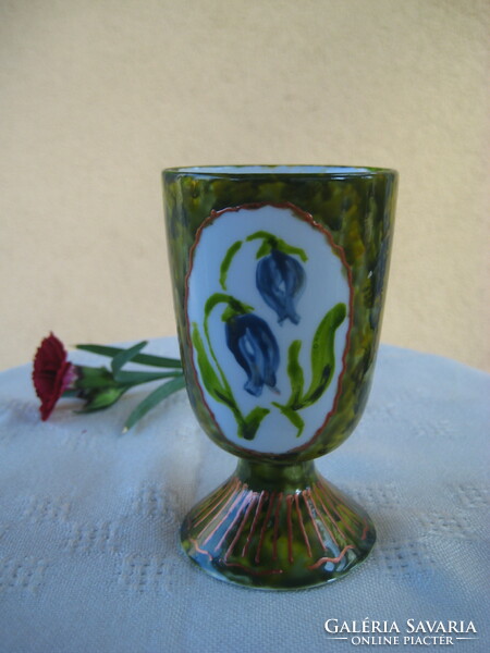 No. J . Marked, fine antique, porcelain goblet, hand painted 6 x 12.5 cm