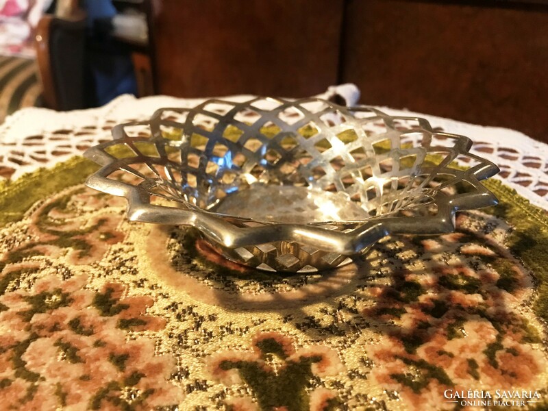 A bowl offering a wonderful, silver-plated, pierced, marked delicacy or sugar cubes